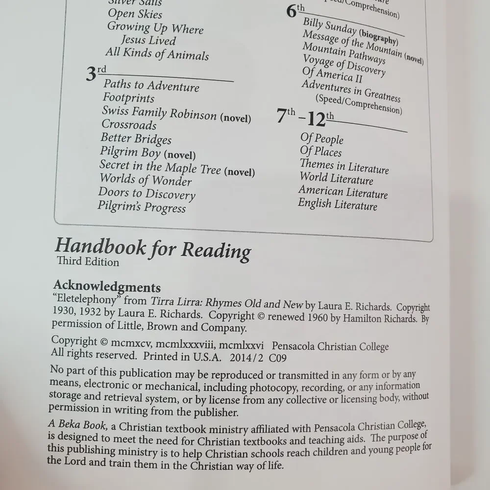A Beka Book HANDBOOK FOR READING Lot Of 3 Third Edition, First Grade Homeschool